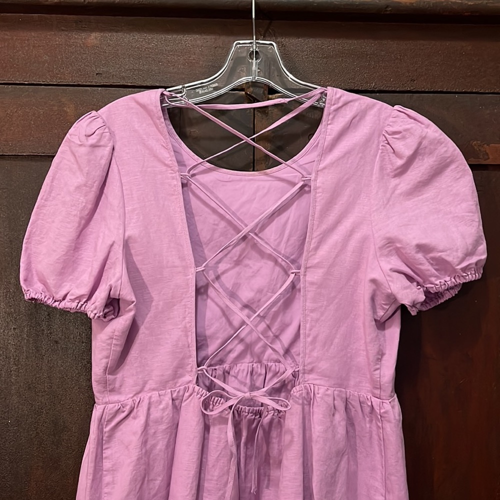 NWOT Sunday Best Saida Dress Babydoll Tie Back Dress Size Medium Pink - Picture 2 of 11